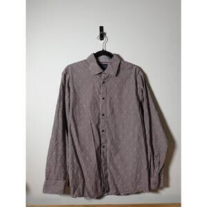 Daniel Hechter Paris Button-Up Shirt Men’s L – Burgundy Geometric Cotton